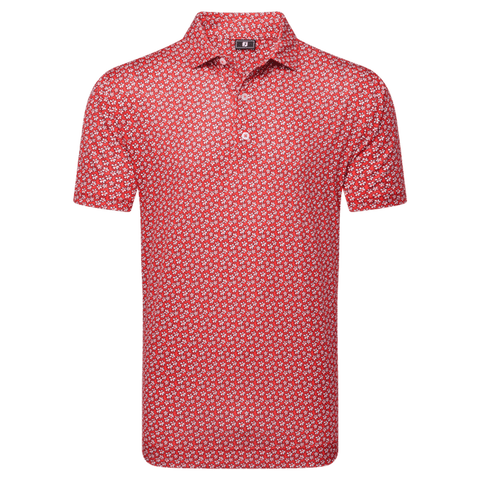 Floral Sketch Print Lisle Polo Herren