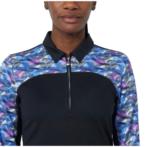 Print Poloshirt Langarm Damen