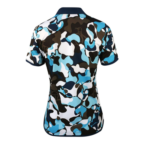 Abstract Printed Poloshirt Damen