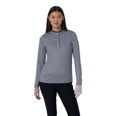 Diamond Print Long Sleeve Top Damen