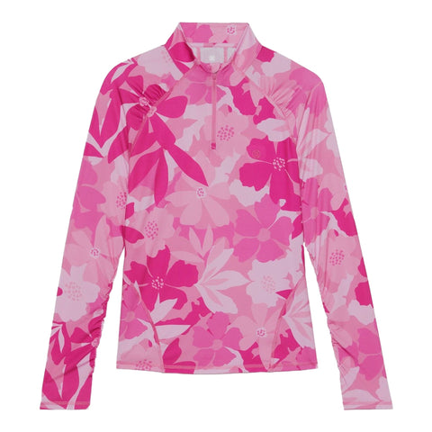 Floral Camo 1/4 Zip Langarm Polo Damen