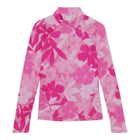 Floral Camo 1/4 Zip Langarm Polo Damen