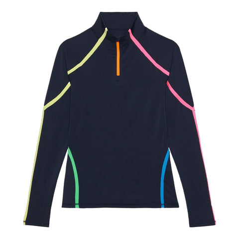 Colour Block 1/4 Zip Golf Polo Damen