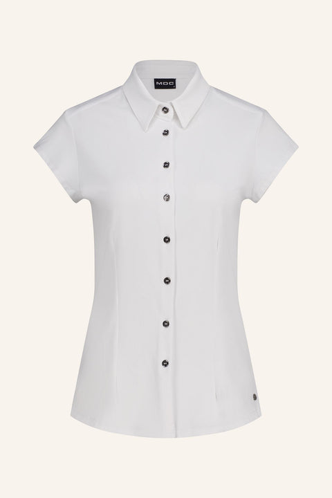 Cap Sleeve Button Down Polo Shirt Damen
