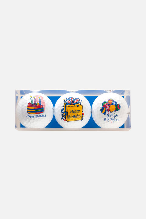 Happy Birthday Ballons & Torte Golfbälle