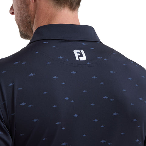 School of Fish Print Lisle Polo Herren