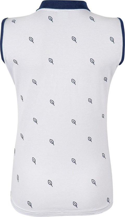 Girls Golf Little Leaves SL Polo, white Damen