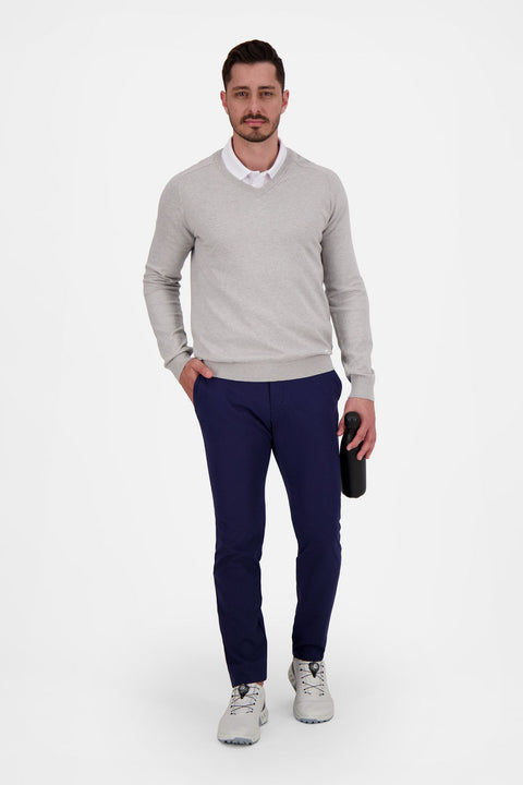 Pullover V-Ausschnitt Kirk M Silver Fog Melange Herren