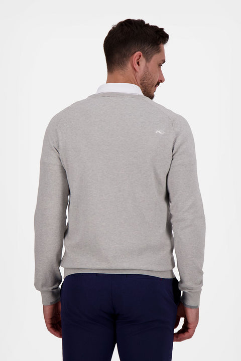 Pullover V-Ausschnitt Kirk M Silver Fog Melange Herren