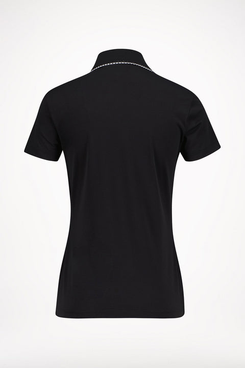 W Aroa SS Polo Schwarz (Kragen-Muster) Damen