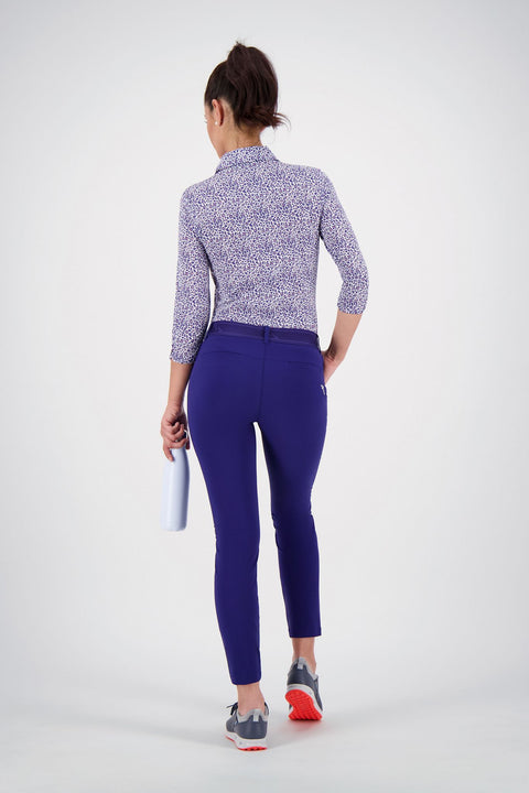 W Abatjour 3/4 Polo Blau/Weiß Gemustert Damen