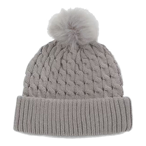 Cable Knit Pom Pom Mütze