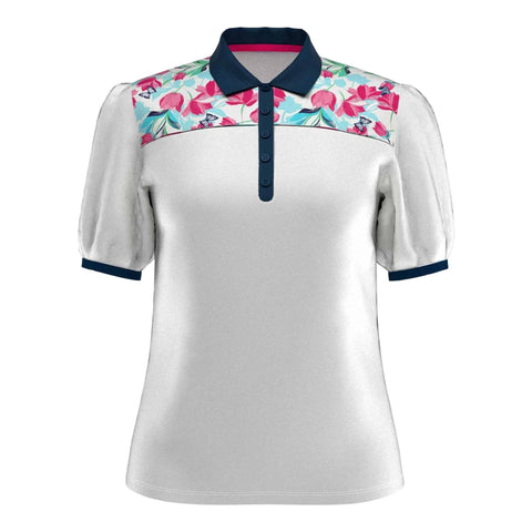 Brushstroke Print SS Polo Damen