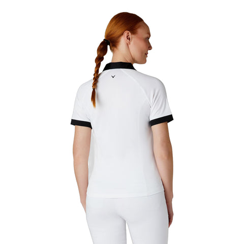 Short Sleeve V-Placket Colorblock Shirt Damen