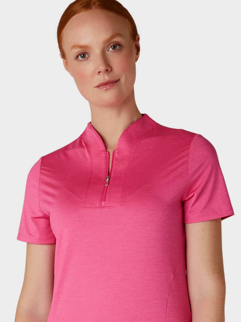 Short Sleeve Tonal Heather Polo Damen