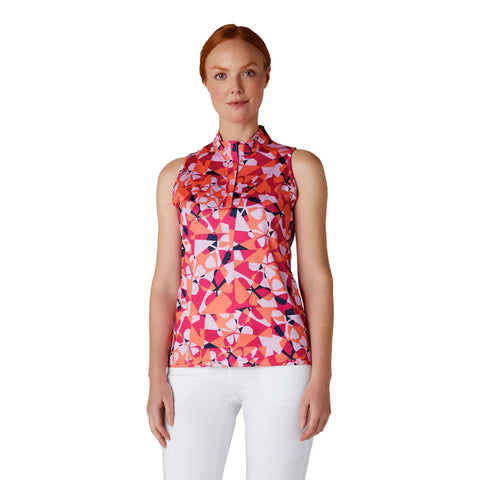 Geometric Floral Sleeveless Shirt Damen