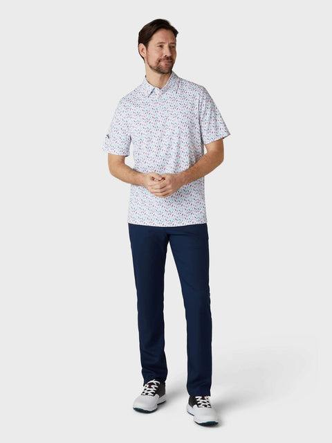 All Over Birdie Print Golf Polo Herren
