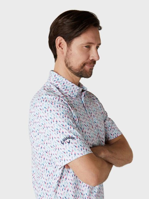All Over Birdie Print Golf Polo Herren