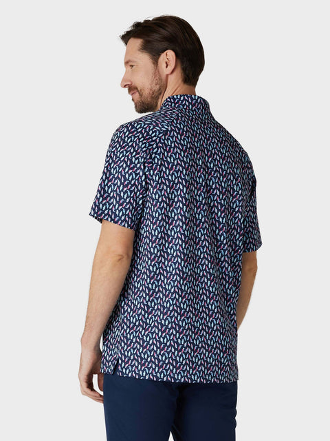 All Over Birdie Print Golf Polo Herren
