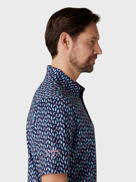 All Over Birdie Print Golf Polo Herren