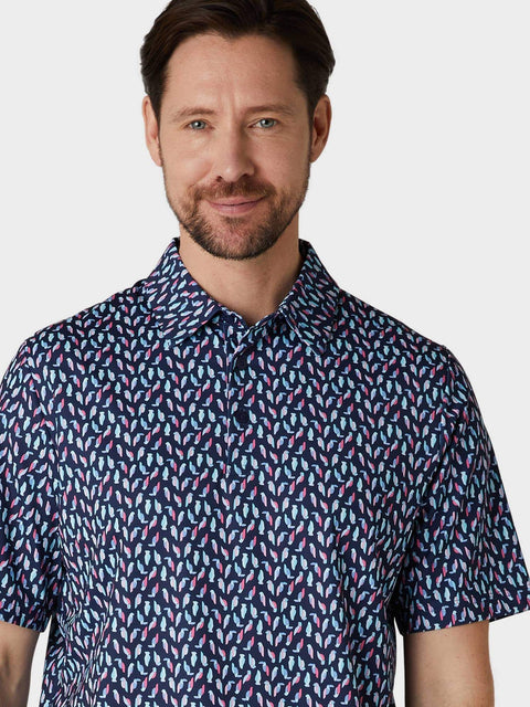 All Over Birdie Print Golf Polo Herren