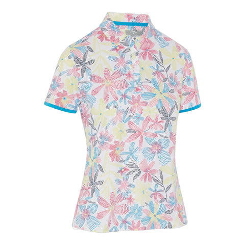 Allover Chev Floral Short Sleeve Polo Shirt Damen