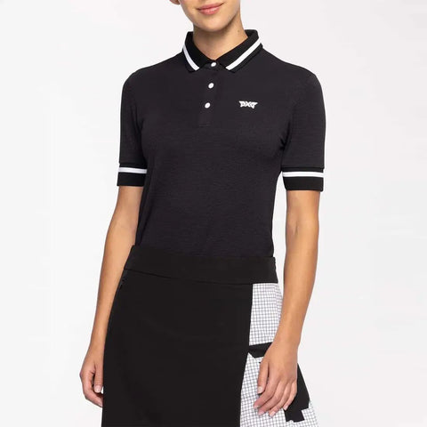 Contrast Sleeve Poloshirt Damen