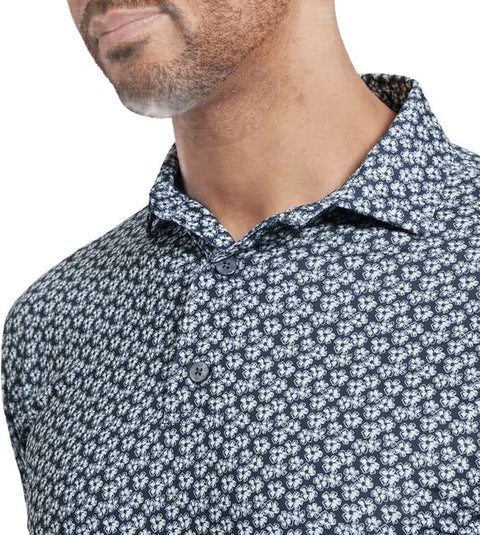 Floral Sketch Print Lisle Polo Herren