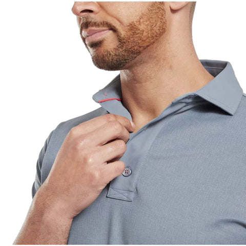 Etched Texture Print Lisle Polo Herren