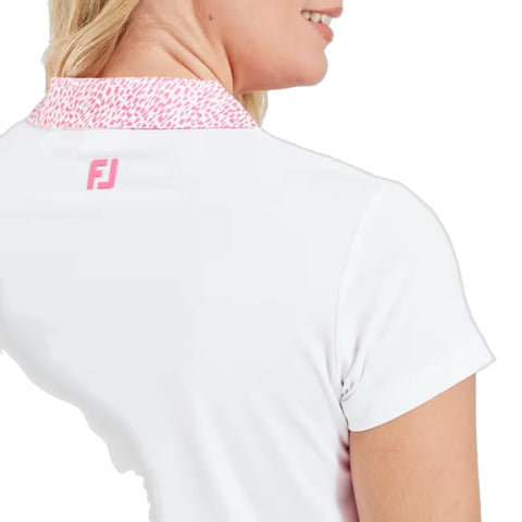Cap Sleeve Print Trim Lisle Polo Damen