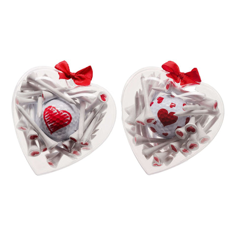 Herzform Golf Ball & Tees Geschenk Set