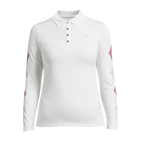 Polo Argyle Langarm Off White