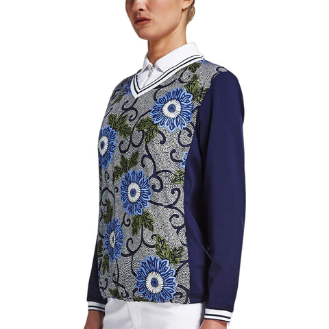 Pullover Swing Blau Massai Flower Damen