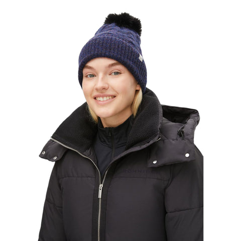 Pom Braid Beanie Navy Damen Damen
