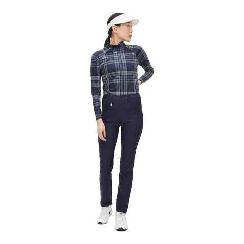Elle Golf Polo Langarm Navy Check Damen Damen
