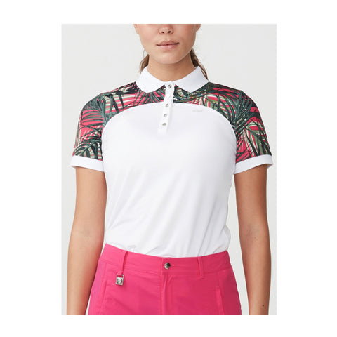 W Element Block SS Polo Palm Fuchsia Damen