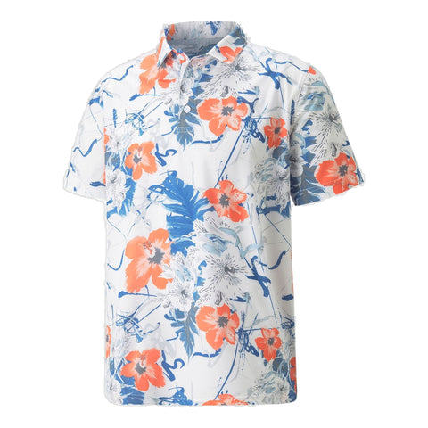 M Polo Nassau Bright Weiß/Hot Coral Herren