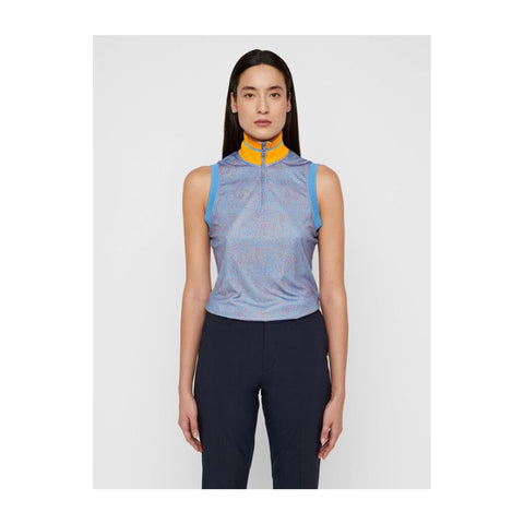 W Audrey-TX Jersey SL Polo Lake Blue Dot Damen