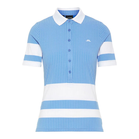 W Natasha-Rib Jersey Polo Lake Blue Damen