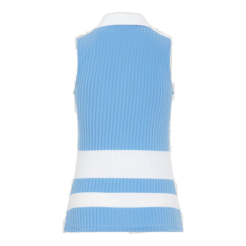 W Nora-Rib Jersey Polo Lake Blue Damen