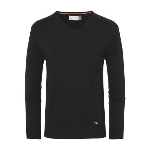 Pullover V-Ausschnitt Kirk M Schwarz Melange