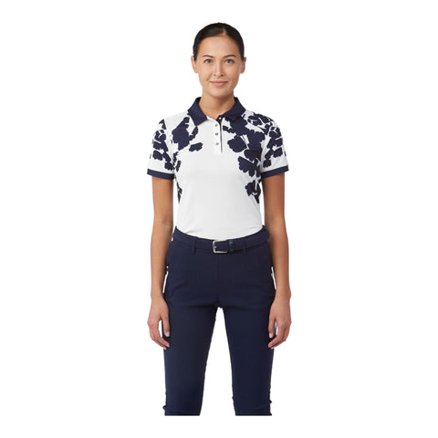 W Enya Printed SS Polo White/Atlanta Blue Damen