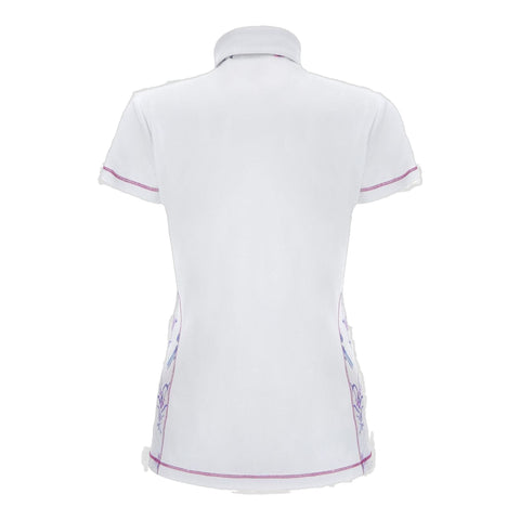 W Aibo SS Polo Weiß/Blau gemustert Damen