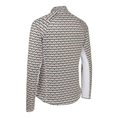 Chev Geo Golf Polo Langarm Sun Protect Brillant Wh Damen