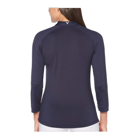 W Shadow Stripe 3/4 LS Polo Peacoat Damen