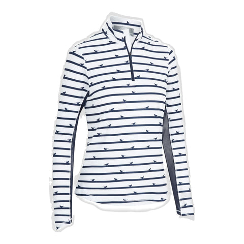 W Polo Birdie Stripe Sun Protection Langarm Peacoa Damen