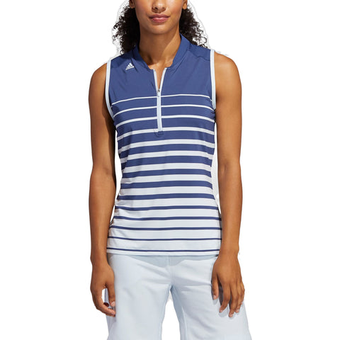 W Engineered Stripe SL Polo Indigo Damen