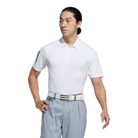 3-Streifen Basic SS Polo Weiß/Schwarz Herren