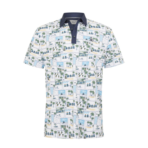 Beach Club Print Poloshirt Herren