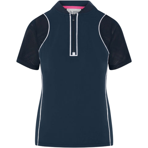 Mesh Sleeve Frontzip Shirt Damen